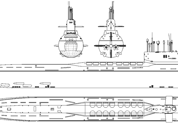 USSR submarine Project 667A Navaga-class K-219 [Yankee I-class SSB Submarine] - drawings, dimensions, figures